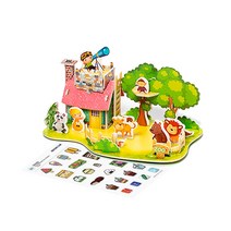 레디코 입체 퍼즐 세트 3D 종이 모형 DIY 미니어처 조립 어린이 행사 단체 만들기 키트 배 비행기 건축물 재료, 동물원( 사은품 증정), 1개