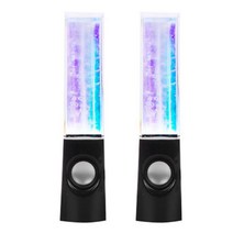 전화 휴대용 데스크 스테레오 스피커를위한 PC 노트북을위한 물 음악 분수 빛을 춤 2PCS LED 라이트 스피커, 검정, 하나