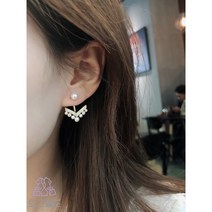 영블리 YJE025 여배우 연예인 귀걸이 러블리 날개 V 브이 진주 큐빅 드롭 925 은침 실버