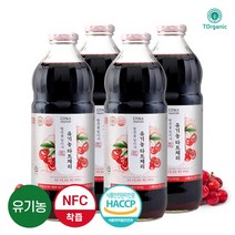 [투오가닉] 유기농 타트체리 주스 100% 착즙원액 1000ml 4병, 4개, 단품