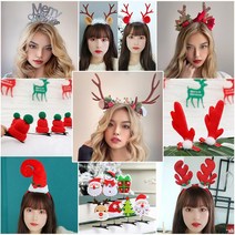 [피앤비유니티]크리스마스 루돌프 산타 눈사람 머리띠 머리핀 80여종 모음, B-01)모루루돌프머리띠-브라운