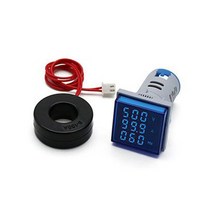 3In 1 22mm Digital Voltmeter Ammeter 60-500V 0-100A 20~75Hz AC Current Frequency Meter Indicator Tes, 04 blue
