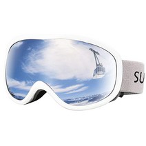 Supertrip 스노우 스키/스노우보드 고글 김 서림 방지 100% 자외선 차단 스노보드, 1-white Frame/Silver Lens(vlt