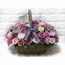 수앤로즈플라워 비누꽃바구니 80송이 팔순선물 부모님생신선물 팔순잔치, 장미