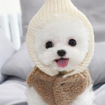 루나플러스 강아지 방울모자 후드 뽀글이 양털 조끼 브라운 대형견 소형견 중형견