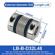 모터 커플링 샤프트 커플 링 CHBG LB D55L57/72 벨로우즈 플렉시블 커플러 CNC 알루미늄 고탄성 유니버설 조인트 3D 프린터 Cardan, [39] LB-D more to contact