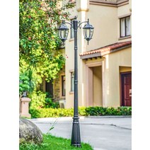 정원가로등 폴대 방수 시골 공원 조명 기둥 스탠드, 2.5m LED광원 3개 램프 홀더 블랙