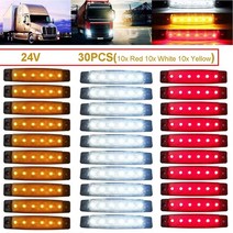 중장비 안전등 경고등 사고방지 24V 10/30 Pcs LED 트럭 트레일러 표시기 사이드 마커 방수 라이트 E-Marke, 02 30Pcs WT YL RE