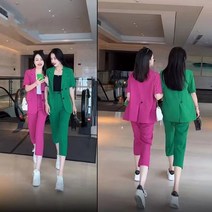 여성 정장세트 여름 캐주얼 자켓 팬츠 투피스 여자면접복장