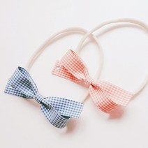 앙드레뿌띠 파스텔체크리본베이비밴드 아기헤어밴드 아기머리띠 신생아머리띠 돌아기헤어밴드