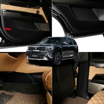 모하비 더마스터 전용 카본 가죽 인테리어 드레스업 도어 킥 커버 기스 방지, 트렁크가드 1P