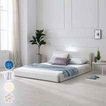 [지베스] 스테디2 LED 슬림 저상형침대 SS/Q, 폼텍스20T 매트리스, Q가드형_연그레이