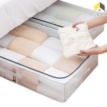 스토어91 이불 정리함 리빙 박스 침대밑 수납 패브릭 수납함 옷 보관함 보관팩, 30L, 1개, 투명
