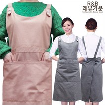 레뷰가운 AE316 자몽 랩 앞치마 큰주머니 끈조절 서빙 바리스타, AE316 검정체크M