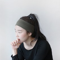 프리칼로 [1+1] 헤어밴드 남자 여자 스포츠 요가 반다나 운동 터번, 무지밴드-카키, 무지밴드-그레이