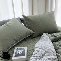 스트라이프 자루형 큰 베개커버 베겟잎 그린 그레이 4060 5070