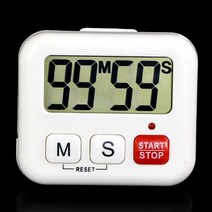 [무료배송]주방 디지털 디스플레이 카운트 업 또는 카운트 다운 타이머 리셋 버튼 99 분 99 초 타이머 마그, 01 white