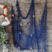 낚시의자 캠핑의자 크리 에이 티브 장식 해상 낚시 그물 해변 벽 파티 바다 쉘 홈 빈티지, Blue 100x200cm+1PCS+스페인