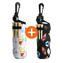 1+1 3구 골프공 파우치 골프볼 주머니 케이스 골프티 포함, 화이트+블랙