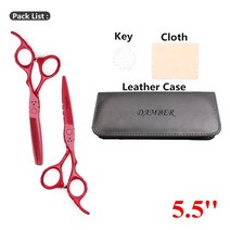 헤어 가위 5.5 6.0 전문 미용 440C 가는 이발 세트 커팅 미용사 1010 #, 28 1010 Hong Dui 55B25