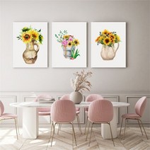 셀러허브 감성 수채화 해바라기 그림 액자 No1 10 캔버스 6호, 3번／6호32x41cm(캔버스액자옆면흰색)