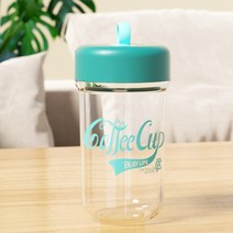 MITURIA 투명 리유저블 컵 텀블러 450ml, 그린