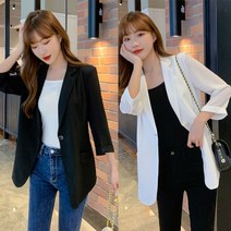 tagi 여성 쉬폰 7부 정장 자켓 빅사이즈 여름 경량 점퍼 루즈핏 가디건