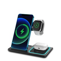 맥세이프 3in1 접이식 고속 무선충전기 18W 애플워치 아이폰 에어팟 거치대 갤럭시 호환, ISPACE WCC01 3in1 접이식 아이
