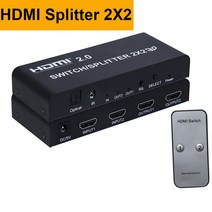 스플리터 HDMI 2.0 분배기 Toslink Axu 포트 5.1 CH HDR 스위처 PS5 PS4 프로 애플 TV용 4K 60HZ 1X2, [02] HDMI Splitter 2X2, [02] EU power supply