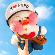 PKTOYS DIY 행운 예쁘다 귀여 오가닉 볼 빵빵덕 오리 인형 옷 애착 생일 선물 J17, 카우보이 모자 벨트 바지 스웨터 안경 벨, 핑크 오리