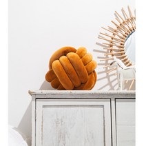 북유럽 매듭 꼬임 쇼파 등허리 쿠션 새틴 인테리어쿠션 집들이선물, 28cm, 주황