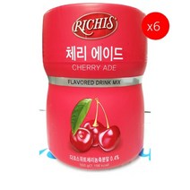 [더착한푸드]체리에이드(리치스 파우더 550g) 6개 식자재마트 대용량 업소용 체리가루 체리음료 음료베이스 카페재료