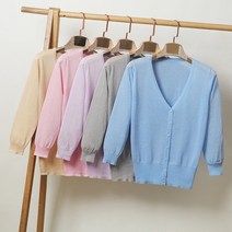 크롭 가디건 자켓 코디 크기 m-6xl 여름 여성 스웨터 탑스 패션 니트 34 소매