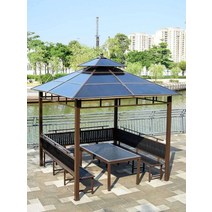 정자 차양막 바베큐장 방갈로 퍼걸러 전원주택 야외, 3X3m 4기둥 파빌리온 천 커튼