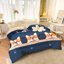보온 우아한 솜이불 두툼한 불솜 사람 봄가을 스페이스 전기이불, T08-180x220cm(겨울이불 3.6kg), C03-살짝달달한-웰시코기(RUA 고양이와