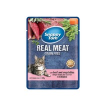 스내피톰 캣 파우치 닭고기와 소고기 야채 85g 12개 고양이 습식 주식 파우치 키튼 베이비 파테