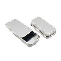 사각 틴케이스 철체 쿠키 선물 포장 정리함 보관함 (대량 제작 문의) 1pc 미니 철 상자 슬라이드 커버 스토리지 박스 웨딩 쥬얼리 알약 케이스 휴대 상자 쥬얼리 잡화, 실버 1개