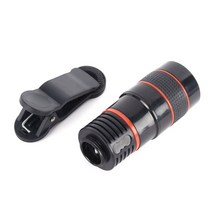 휴대 전화 카메라 렌즈 키트 유니버셜 12x 클립 온 망원 망원경 카메라 이동 전화 줌 렌즈 대부분의 스마트 폰용, 검은 색, 1개