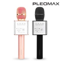 플레오맥스 BTMC-500 무선 블루투스 마이크+스피커 각종모임 강연 노래 스마트폰 노트북 외부기기 고출력 2채널 USB메모리 AUX모드 배터리내장형 노래방앱 페어링 LED, 플레오맥스 BTMC-500 블루투스 마이크, 블랙