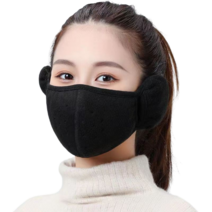 하루연구소 방한 귀마개 남성 여성 넥워머 겨울 귀마개 귀덮개 마스크, 블랙