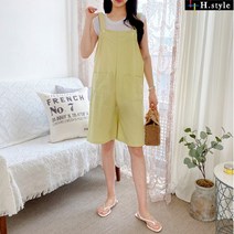 [H스타일](DK)삐삐린넨멜빵반바지