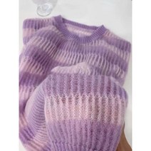 그라데이션니트 보라색니트 스트라이프 앙고라 간절기