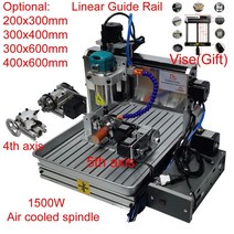 목공공구 5 축 CNC 6040 목재 라우터 1500W 4 금속 밀링 알루미늄 조각 기계 3040 PCB 조각사 물 탱크 포함, 3축 기계, 400x600x100MM, 220V EU 플러그, 1개