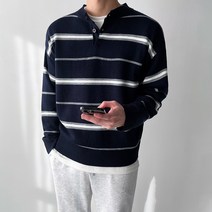 남자니트 헨리넥 단가라 단추 오버핏 부드러운 니트(4color)