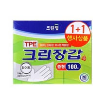 크린랩 TPE 크린장갑 화이트 중형 100매 x 2입 1개