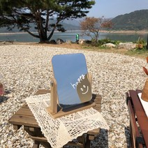 원목 피크닉 캠핑 낙서 드로잉 사무실 화장 우드거울, 원목거울
