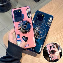 UNIQBLE 갤럭시노트20 울트라 N981 N986 빈티지 카메라 그립톡 거치대 실리콘 커플 특이한 휴대폰 케이스