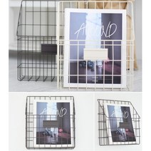 벽걸이책꽂이 철제 미용실 잡지꽂이 세탁실틈새수납장 창고선반 과자진열대 벽장식, 브라운