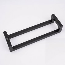 강화도어 손잡이 340mm 꺽인 20x20각 블랙 무광 유리문+철 목문용 장볼트, 1조(앞/뒤손잡이)