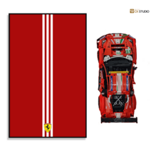 호환 레고 상단 벽 블록 전시 프레임 포르쉐 911 자동차 액자 장난감, 페라리레드50*80cm